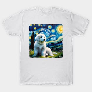 Starry Great Pyrenees Portrait - Dog Portrait T-Shirt